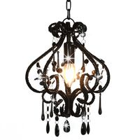 vidaXL Ceiling Lamp with Beads Black Round E14