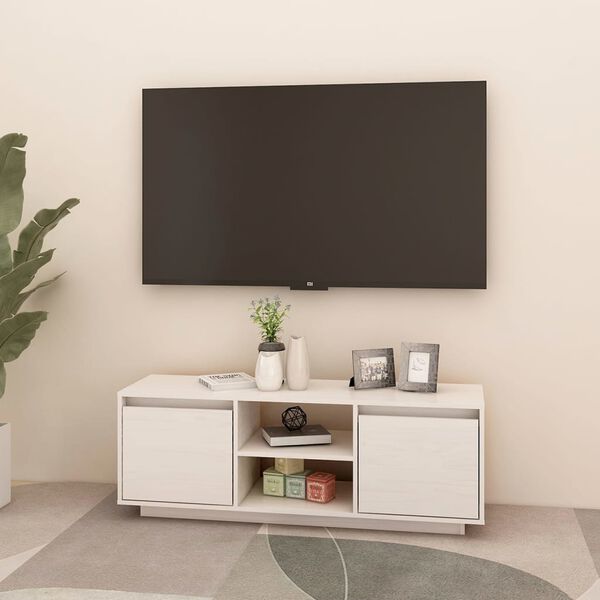 vidaXL TV Cabinet White 110x30x40 cm Solid Pinewood