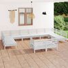vidaXL 12 Piece Garden Lounge Set White Solid Wood Pine