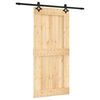 vidaXL Sliding Door Natural and Black 95 x 210 cm Solid Pine Wood