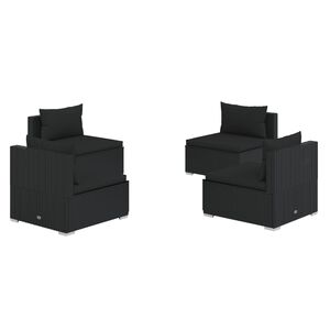 vidaXL 4 Piece Garden Lounge Set with Cushions Poly Rattan Black