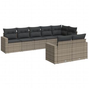 vidaXL 8 Piece Garden Sofa Set with Cushions Grey Poly Rattan