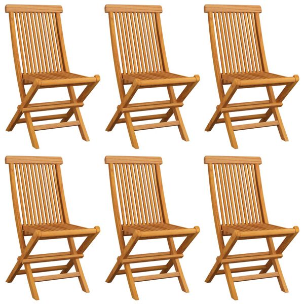 vidaXL Garden Chairs with Grey Cushions 6 pcs Solid Teak Wood