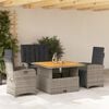 vidaXL 4 Piece Garden Dining Set with Cushions Grey Poly Rattan