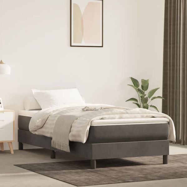 vidaXL Box Spring Bed without Mattress Dark Grey King Single Size Velvet