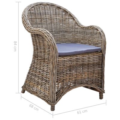 vidaXL Outdoor Chairs 4 pcs with Cushions Natural Rattan | vidaXL.com.au
