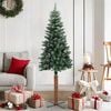 vidaXL Slim Christmas Tree with Real Wood and White Snow Green 150 cm