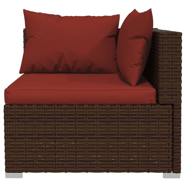vidaXL 10 Piece Garden Lounge Set with Cushions Poly Rattan Brown