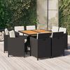 vidaXL 9 Piece Garden Dining Set with Cushions Poly Rattan Black