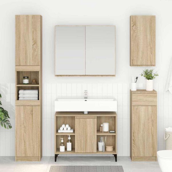 vidaXL Sink Cabinet Sonoma Oak 80x33x60 cm Engineered Wood