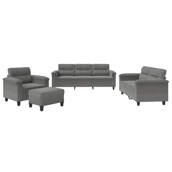 vidaXL 4 Piece Sofa Set with Cushions Dark Grey Microfibre Fabric