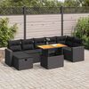 vidaXL 5 Piece Garden Sofa Set with Cushions Black Poly Rattan Acacia