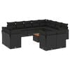 vidaXL 13 Piece Garden Sofa Set with Cushions Black Poly Rattan