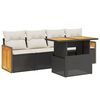 vidaXL 5 Piece Garden Sofa Set with Cushions Black Poly Rattan