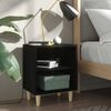 vidaXL Bed Cabinet with Solid Wood Legs Black 40x30x50 cm