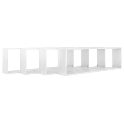 vidaXL Wall Cube Shelf 4 pcs High Gloss White 100x15x30 cm Engineered Wood