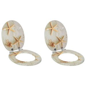 vidaXL Soft-Close Toilet Seat 2 pcs Yellow and White 44 x 38 cm