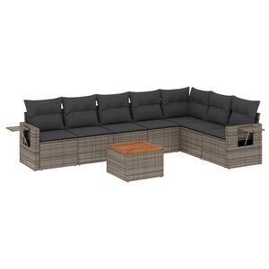 vidaXL 8 Piece Garden Sofa Set with Cushions Grey Poly Rattan