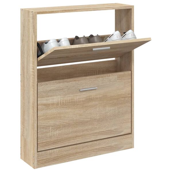 vidaXL Shoe Cabinet Oak 59x17x81 cm Engineered Wood