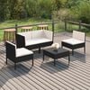 vidaXL 5 Piece Garden Lounge Set with Cushions Poly Rattan Black
