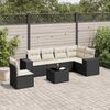 vidaXL 7 Piece Garden Sofa Set with Cushions Black Poly Rattan