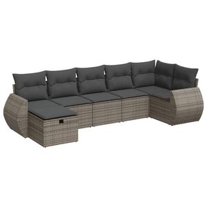 vidaXL 7 Piece Garden Sofa Set with Cushions Grey Poly Rattan