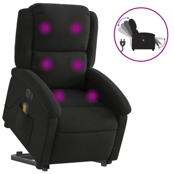 vidaXL Electric Stand up Massage Recliner Chair Black Fabric