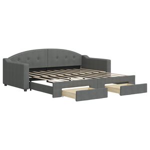 vidaXL Daybed with Trundle&Drawers without Mattress Dark Grey 90x190 cm