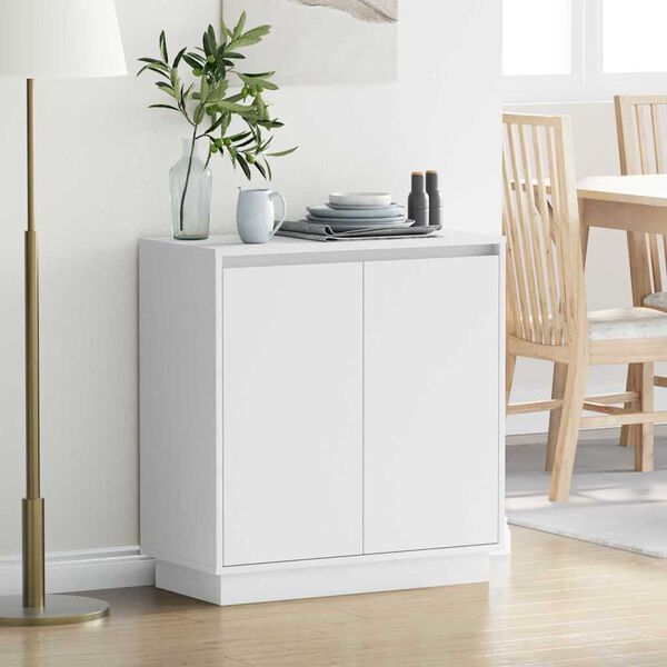 vidaXL LED Sideboard with Door White 71 x 34.5 x 75 cm Engineered Wood