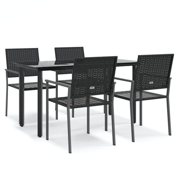 vidaXL 5 Piece Garden Dining Set Poly Rattan and Steel
