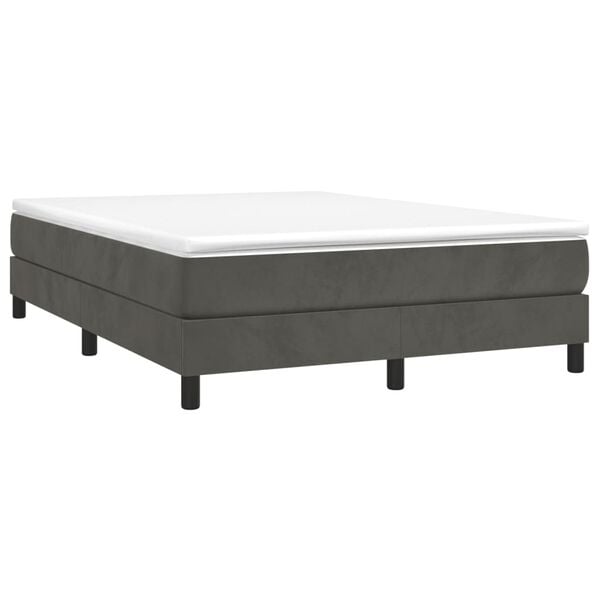 vidaXL Box Spring Bed Frame Dark Grey Queen Velvet