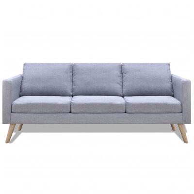 vidaXL Sofa 3-Seater Fabric Light Grey