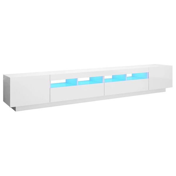 vidaXL TV Cabinet with LED Lights High Gloss White 260x35x40 cm