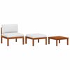 vidaXL 3 Piece Garden Lounge Set with Cushions Wood Acacia&Rope