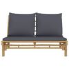 vidaXL Garden Bench with Dark Grey Cushions Bamboo