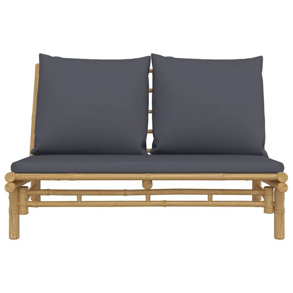 vidaXL Garden Bench with Dark Grey Cushions Bamboo