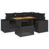 vidaXL 5 Piece Garden Sofa Set with Cushions Black Poly Rattan