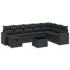vidaXL 9 Piece Garden Sofa Set with Cushions Black Poly Rattan