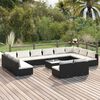 vidaXL 13 Piece Garden Lounge Set with Cushions Black Poly Rattan