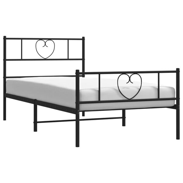 vidaXL Metal Bed Frame without Mattress with Footboard Black 107x203cm