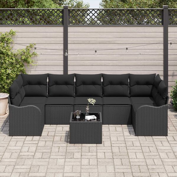 vidaXL Garden Sofa Set Black 55 x 55 x 37 cm Poly Rattan