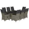 vidaXL 9 Piece Garden Bistro Set with Cushions Grey Poly Rattan