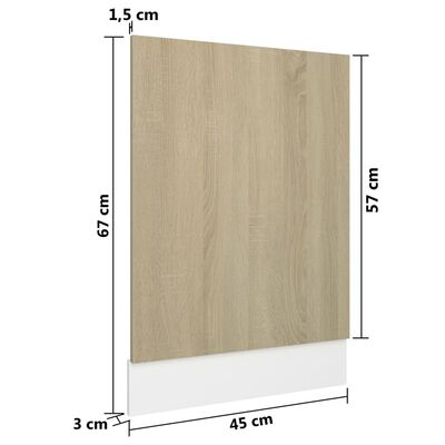 vidaXL Dishwasher Panel Sonoma Oak 45x3x67 cm Engineered Wood