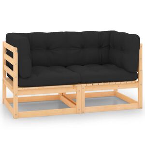 vidaXL Garden Corner Sofas with Cushions 2 pcs Solid Pinewood