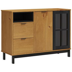 vidaXL Sideboard with Glass Door FLAM 110x40x80 cm Solid Wood Pine