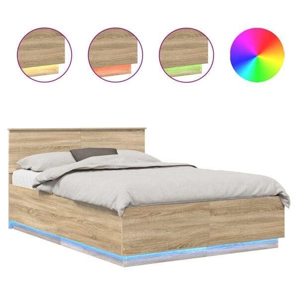 vidaXL Bed Frame Sonoma Oak 150 x 200 cm Engineered Wood