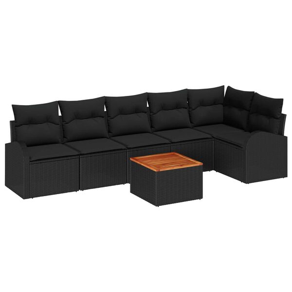 vidaXL Garden Sofa Set 7 pcs Black