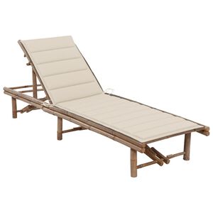 vidaXL Garden Sun Lounger with Cushion Bamboo