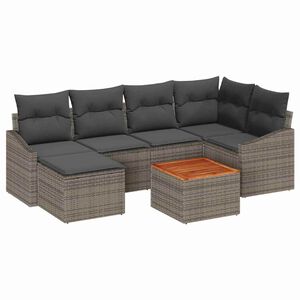 vidaXL Garden Sofa Set with Storage 7 pcs Grey Poly Rattan