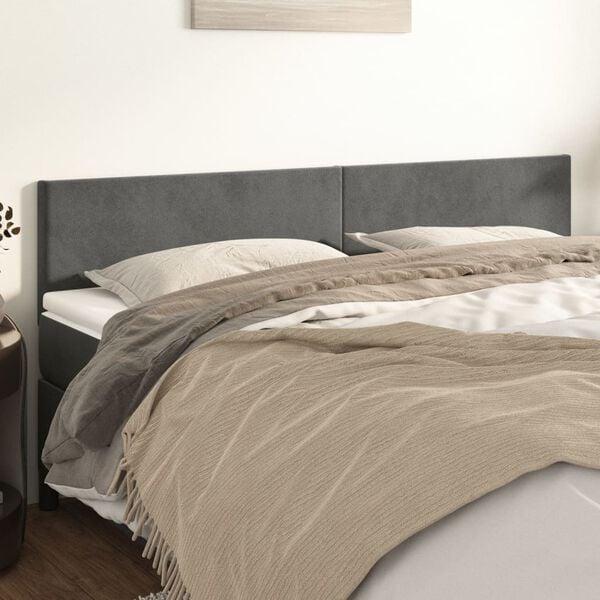 vidaXL Headboards Dark Grey 200x5x78/88 cm Velvet
